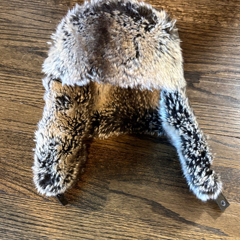 Barbour Brown and Cream Faux Fur Hood Hat